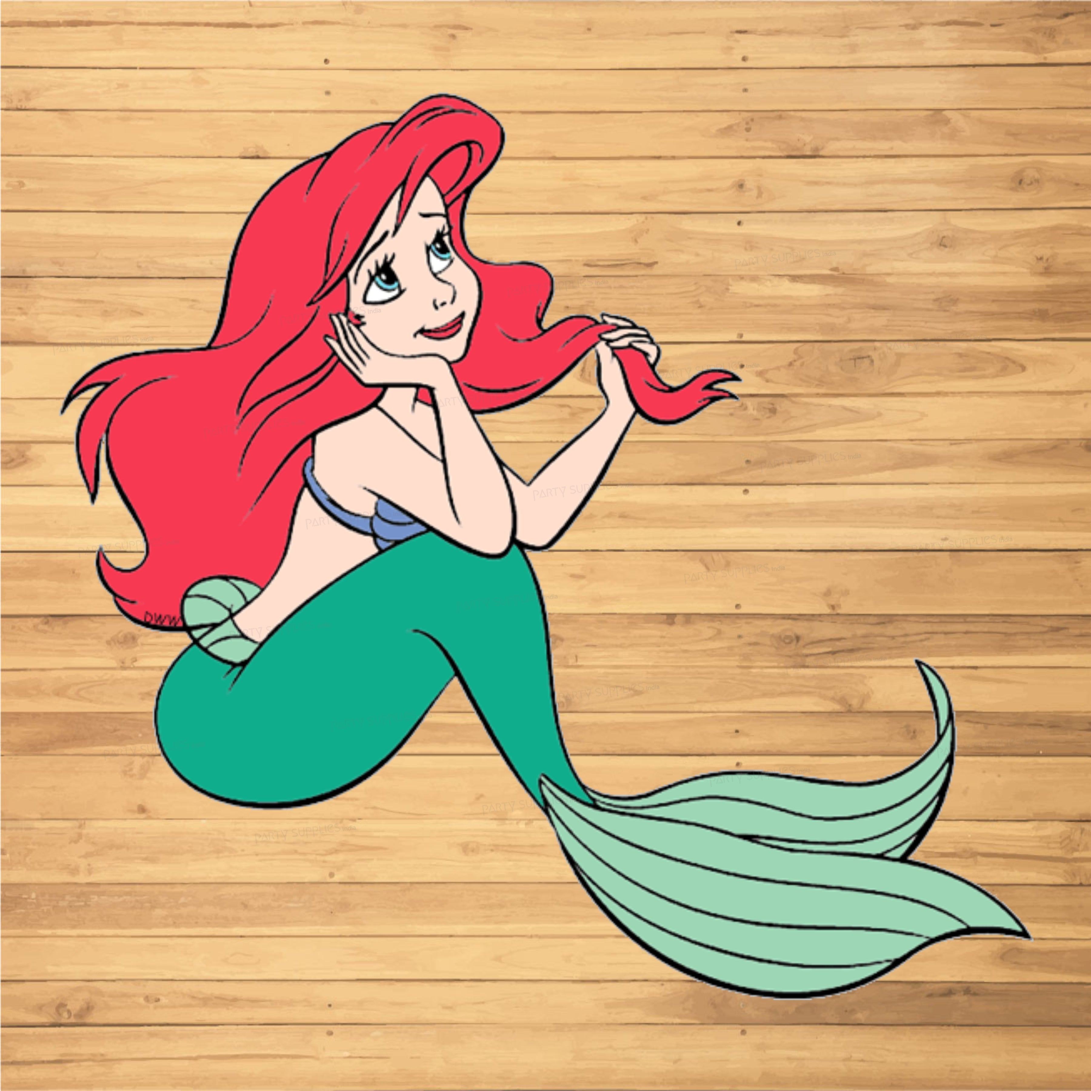 Mermaid Theme Semi-fish Girl Sitting Cutout