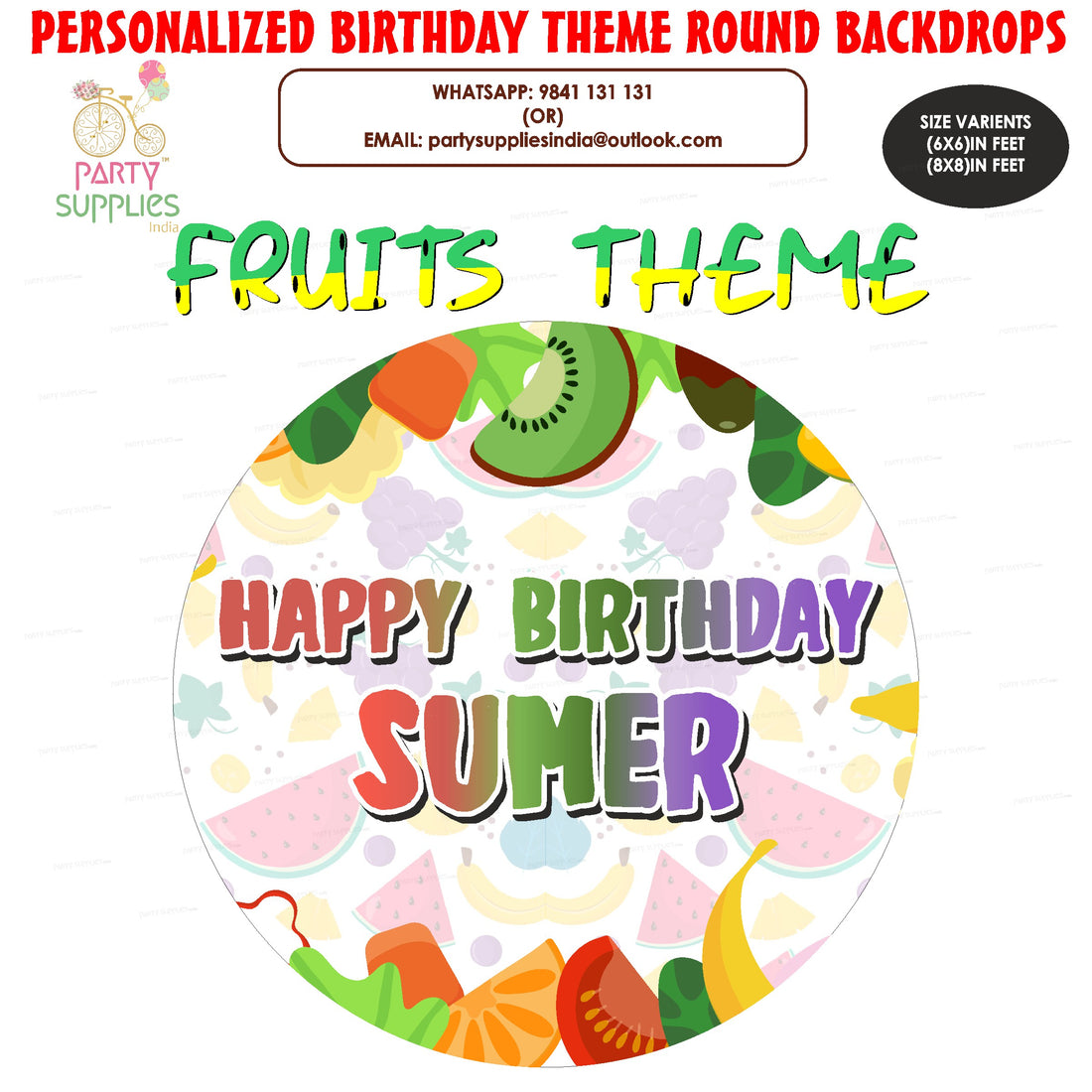 PSI Fruits Theme Customized Round Backdrop