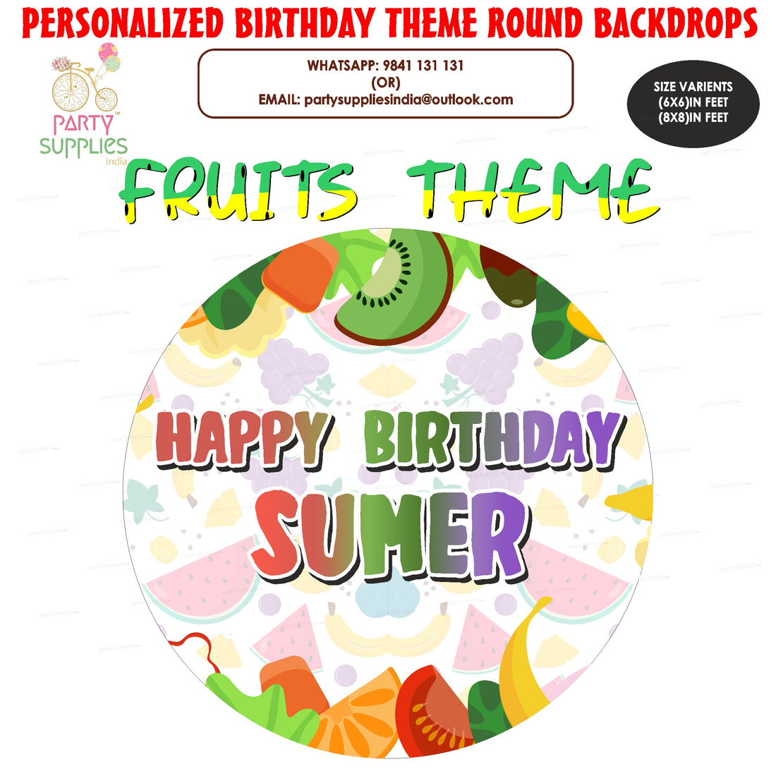 Fruits Theme Customized Round Backdrop