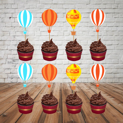 Hot Air Theme Girl Cup Cake Topper