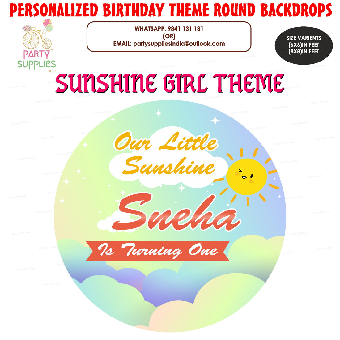 PSI Sunshine Theme Girl Customized Round Backdrop