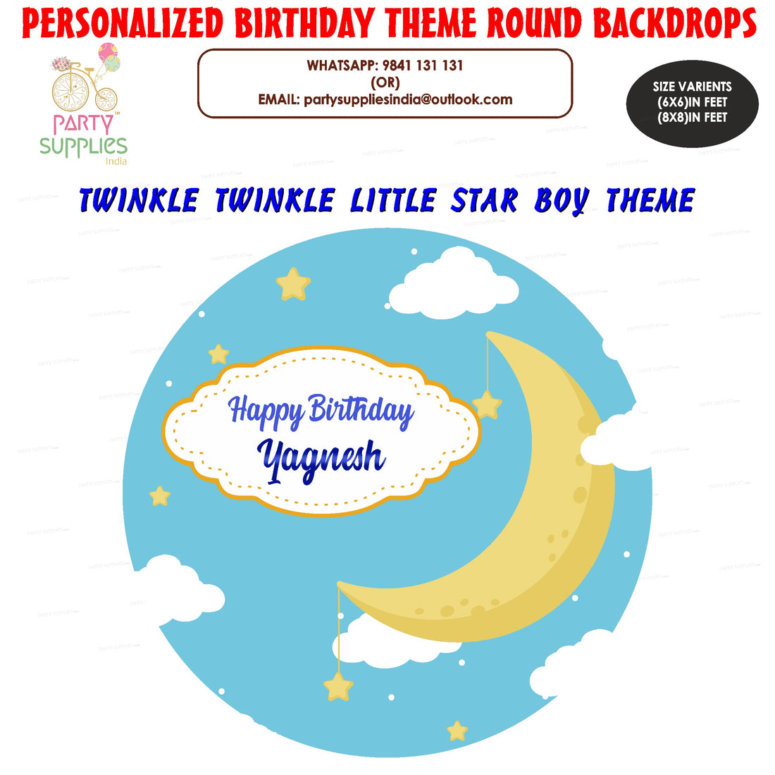 Twinkle Twinkle Little Star Boy Theme Customized Round Backdrop