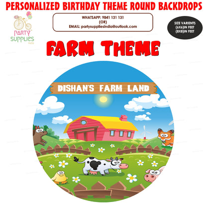 PSI Farm Theme Personalized Round  Backdrop
