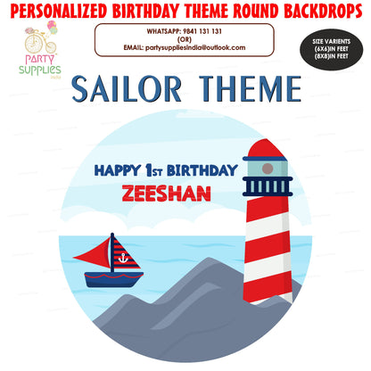 Sailor Theme Premium Round Backdrop