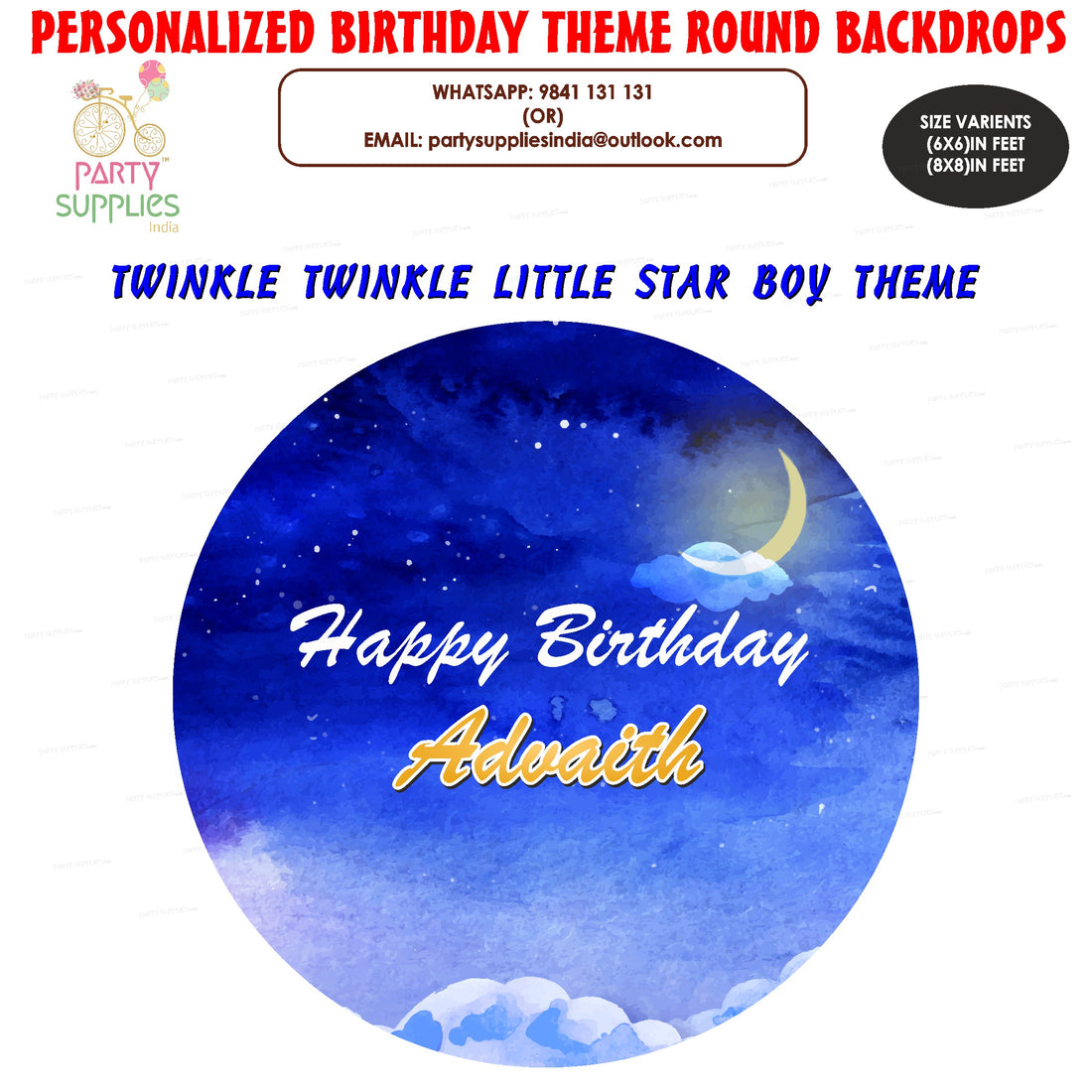 Twinkle Twinkle Little Star Boy Theme Round Backdrop