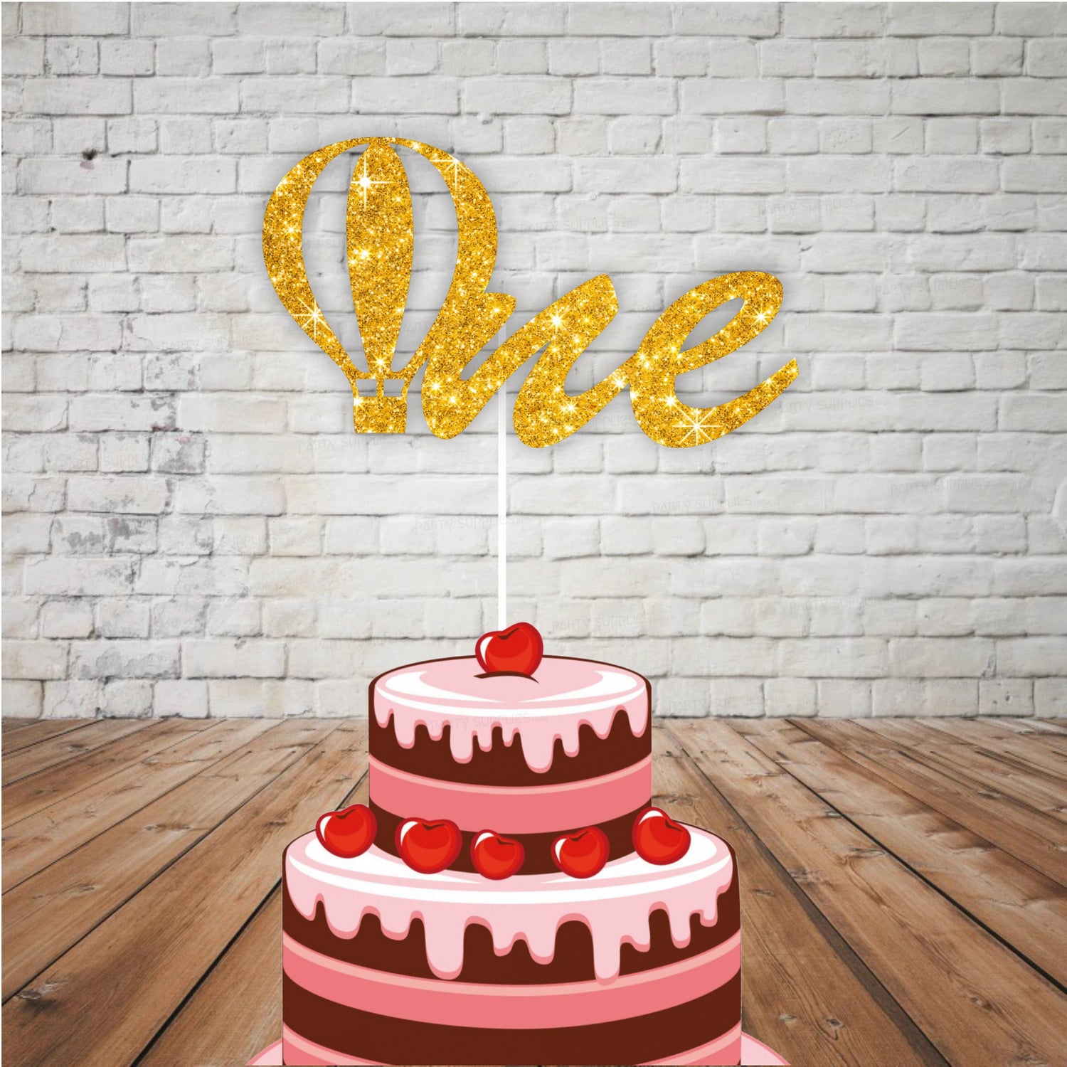 Hot Air Theme Boy with Baby Age Cake Topper