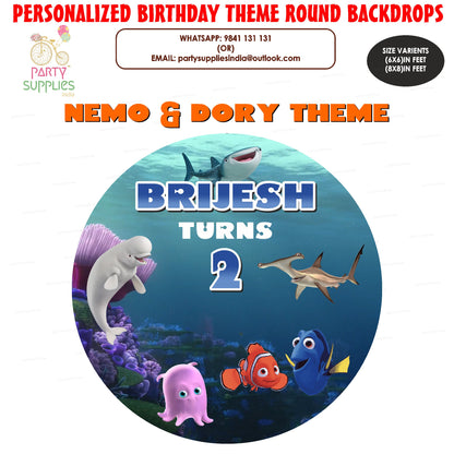PSI Nemo and Dory Theme Round Backdrop