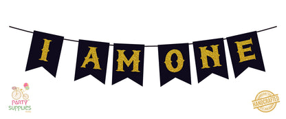 Hand Crafted Black with Gold I Am One Bunting