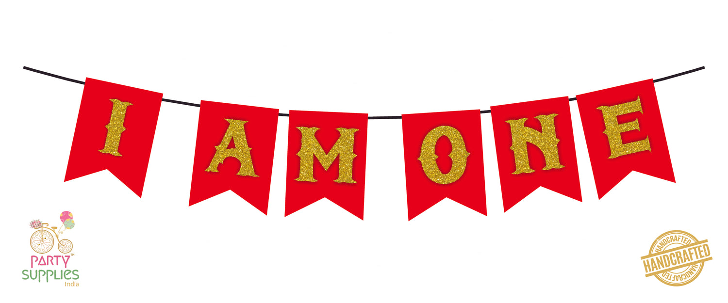 Hand Crafted Red With Gold I Am One Bunting