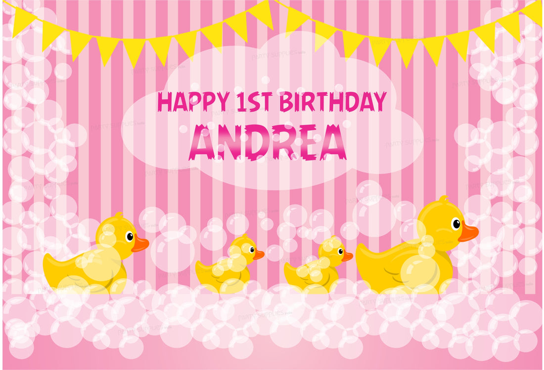 Duck Theme Girl With Name Backdrop