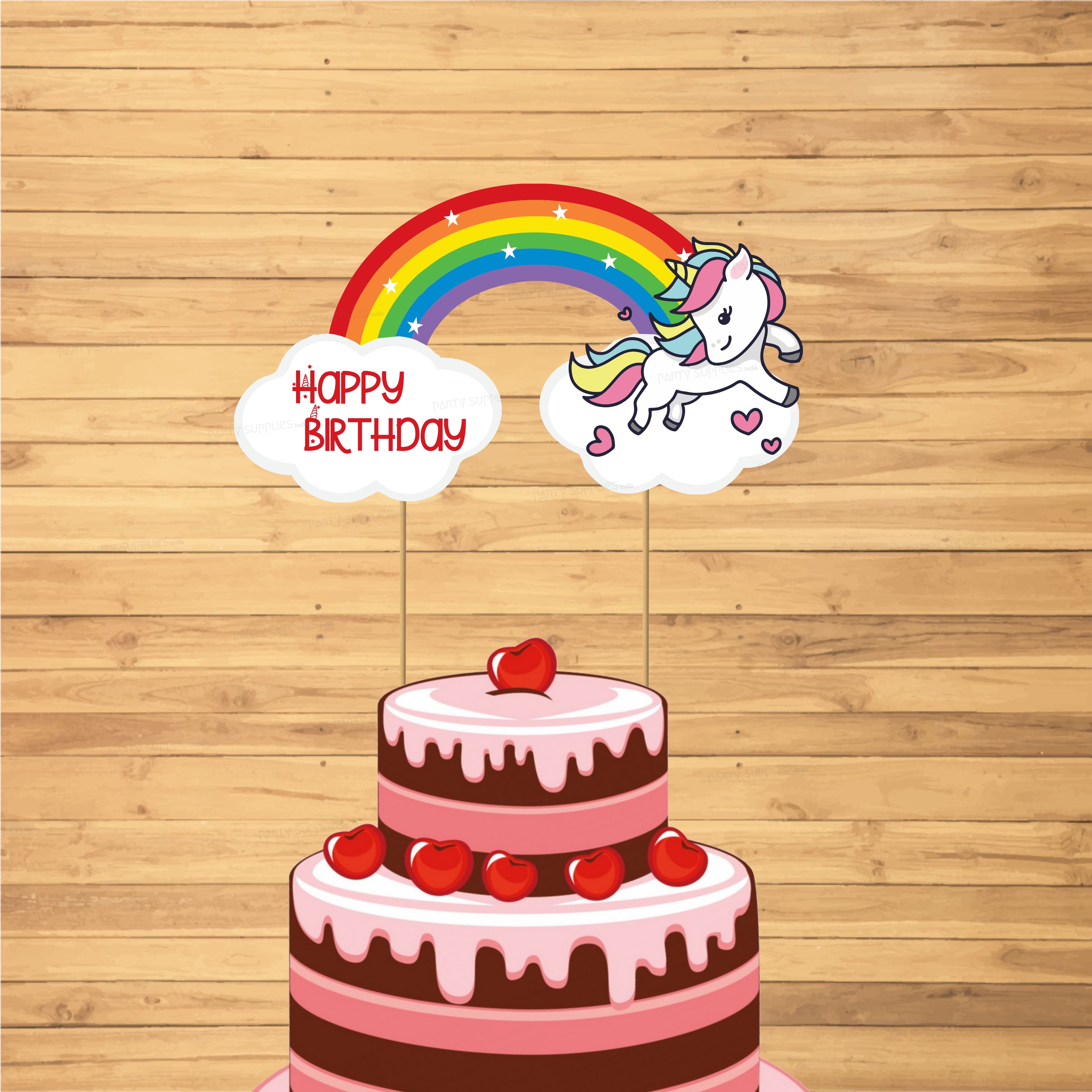 Unicorn Theme Personalized Cake Topper