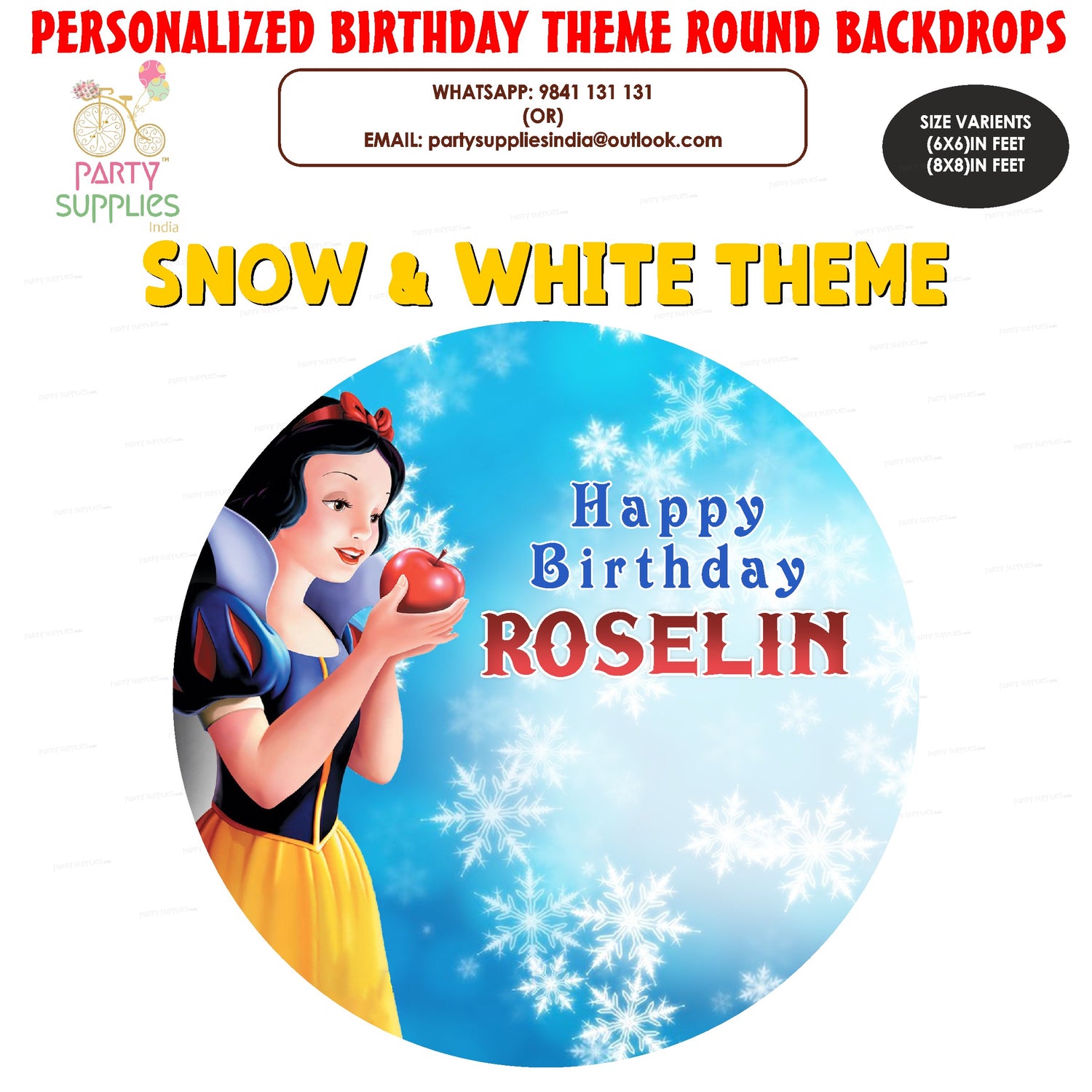 Snow And White Theme Customized Round Backdrop - image 1 of 4 | Party Supplies India