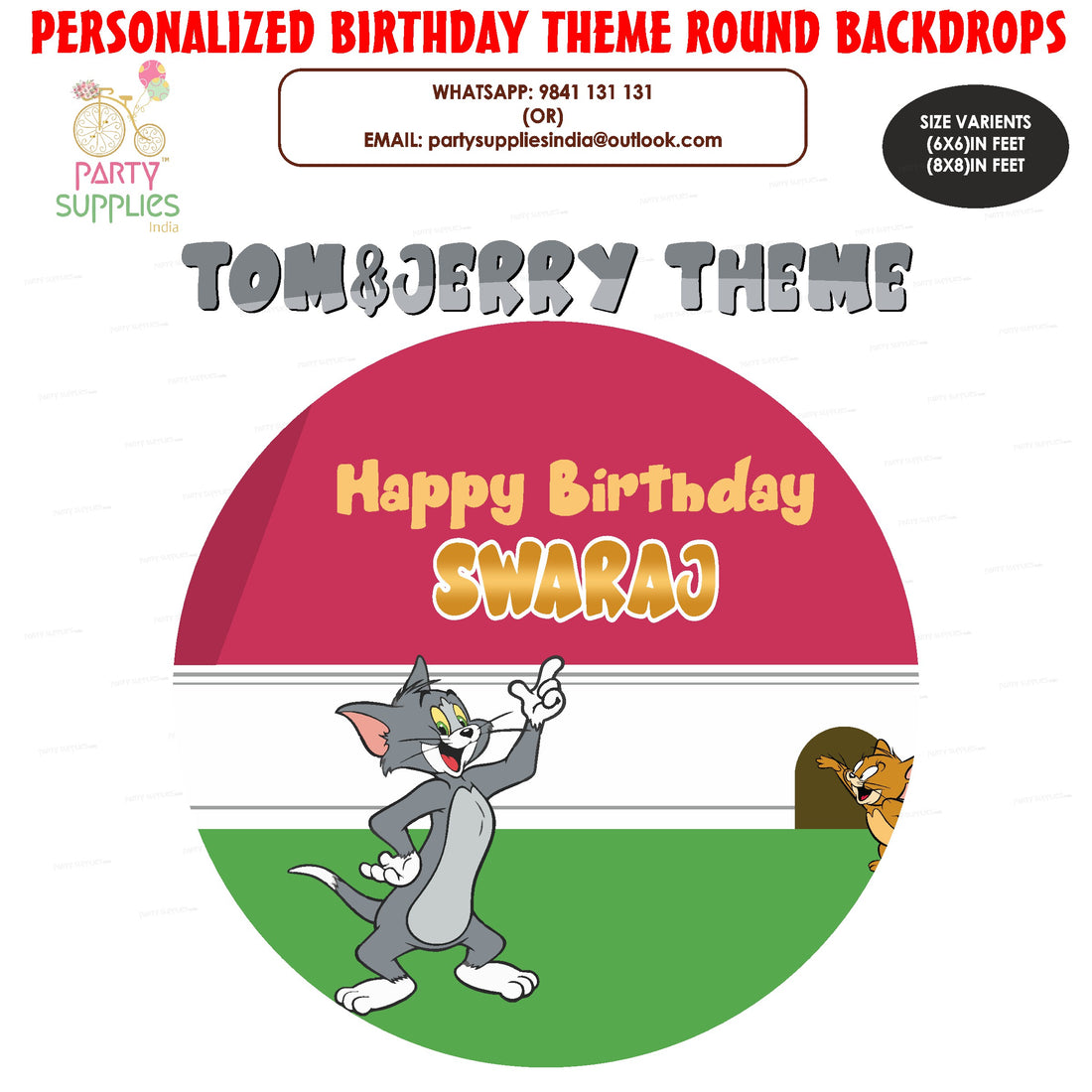 Tom & Jerry Theme Customized Round Backdrop