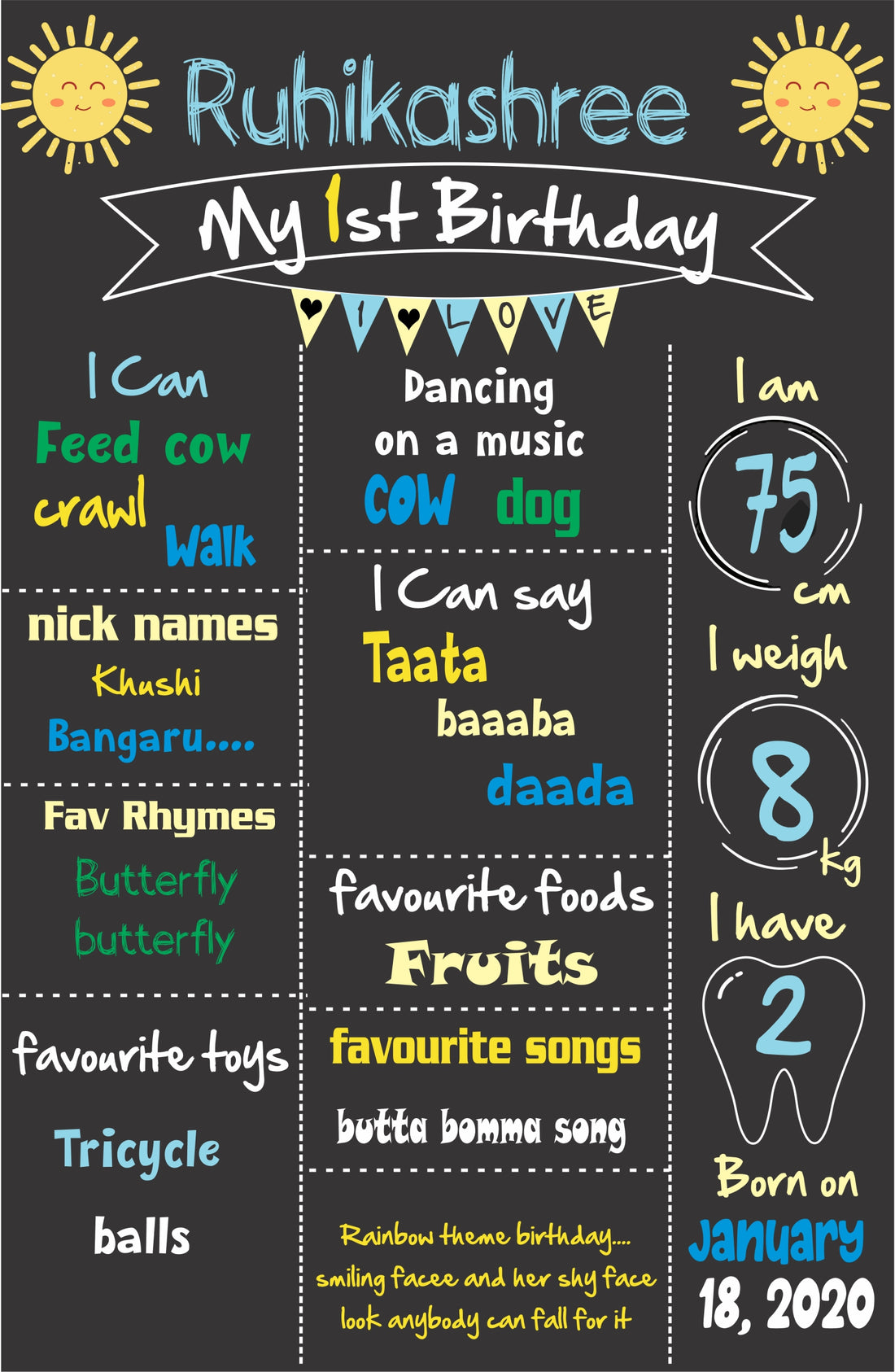 Sunshine Theme Girl Chalkboard