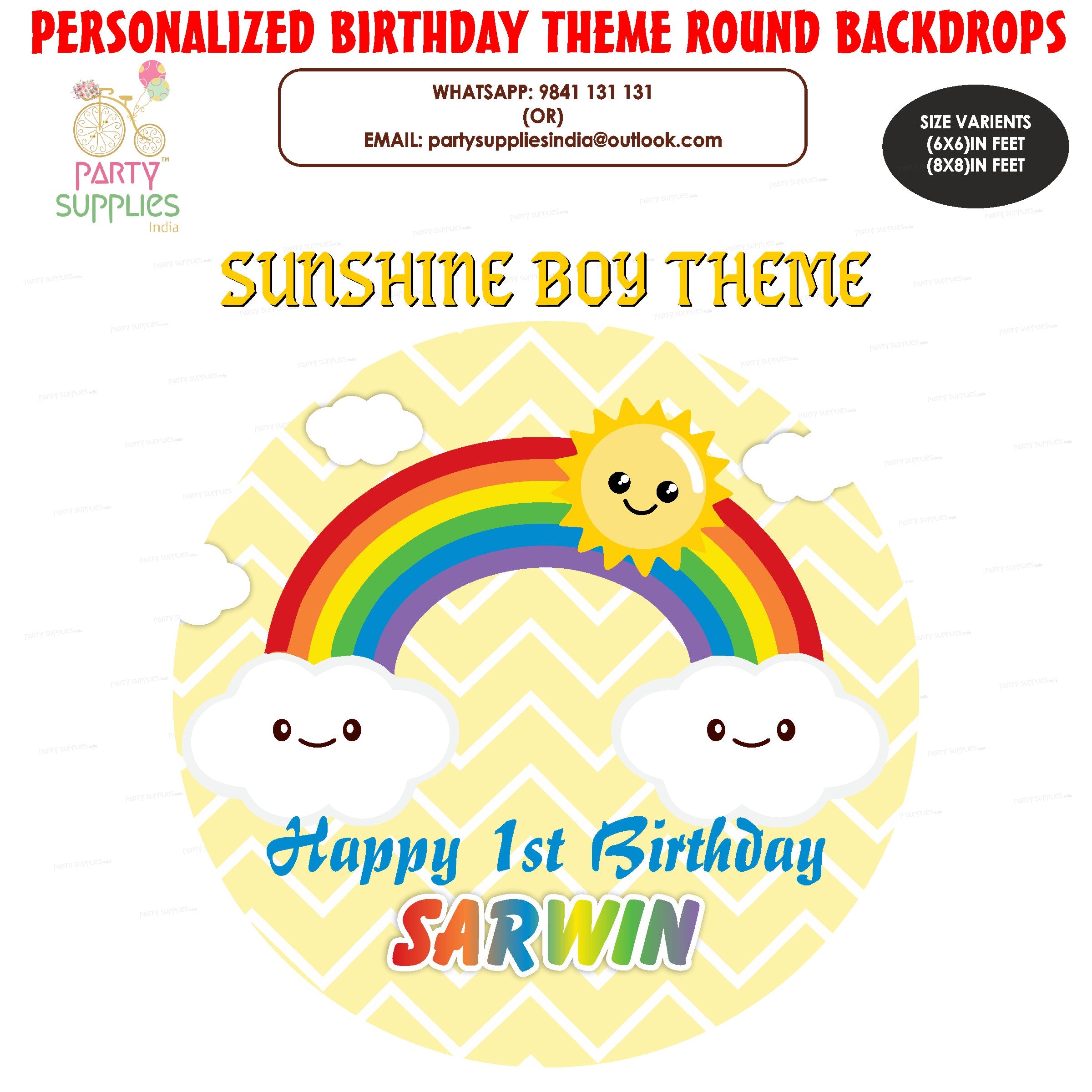 Sunshine Theme Boy Round Backdrop