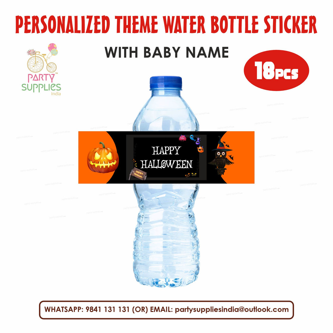 Halloween Theme Water Bottle Sticker