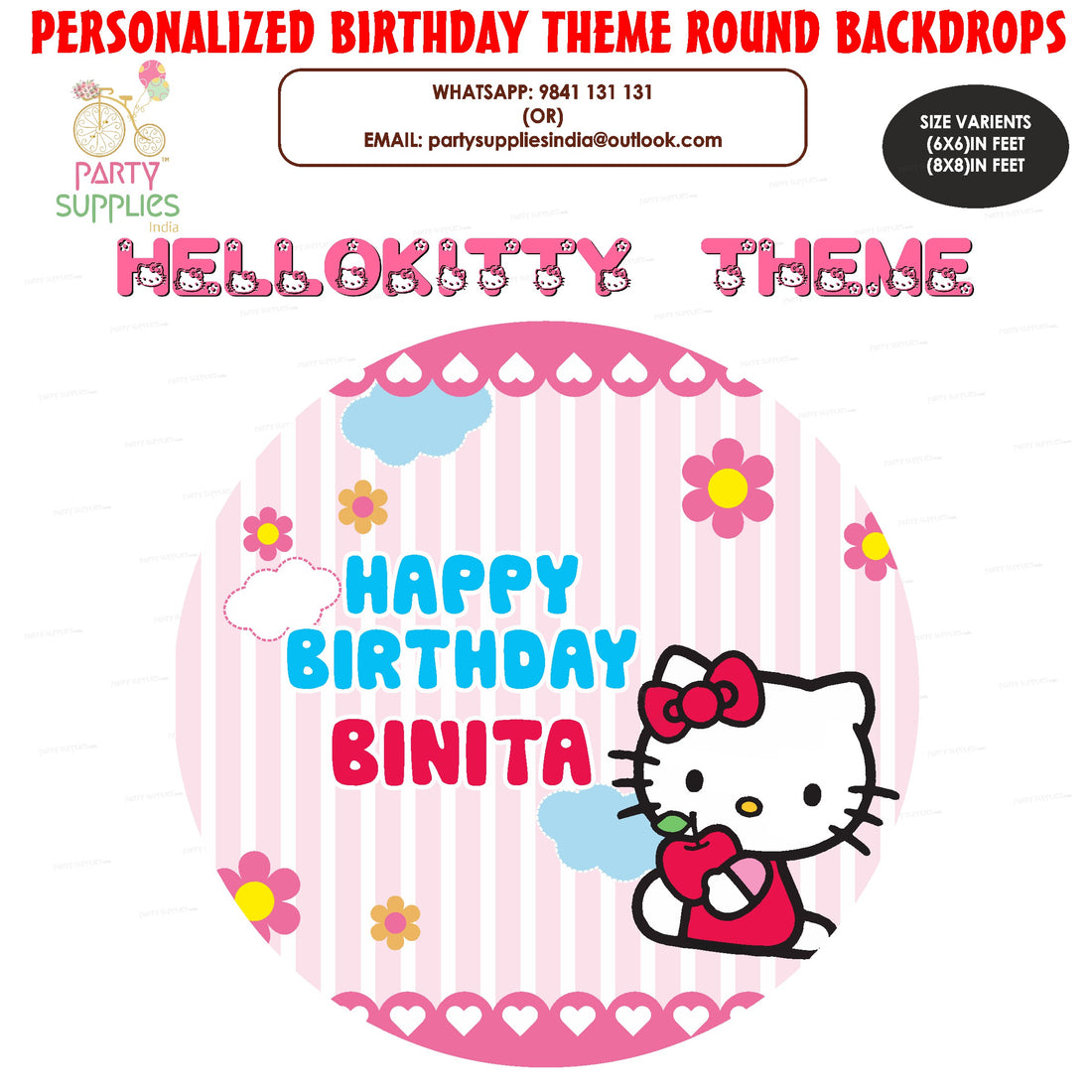PSI Hello Kitty Theme Customized Round Backdrop