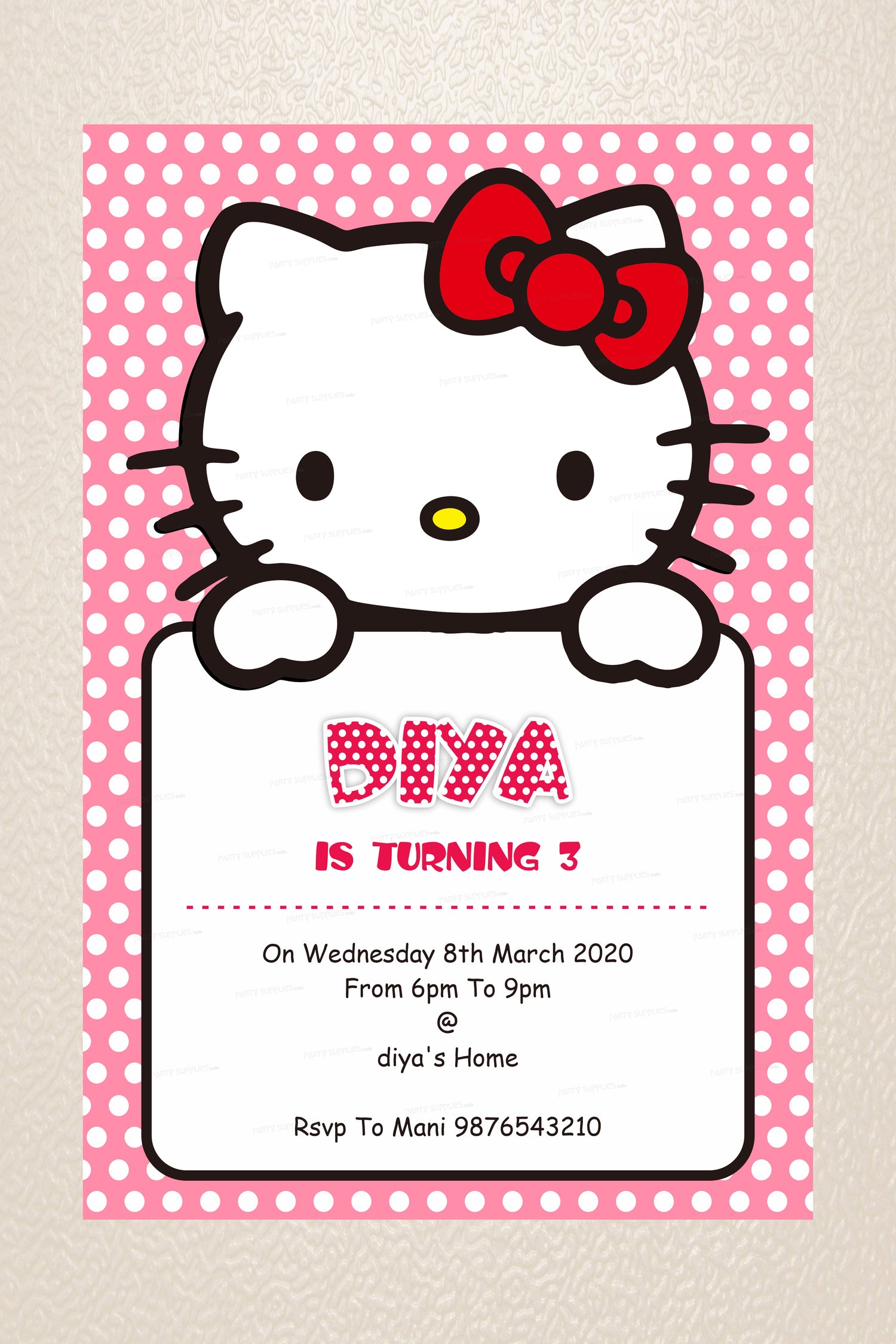 PSI Hello Kitty Theme Customized Invite