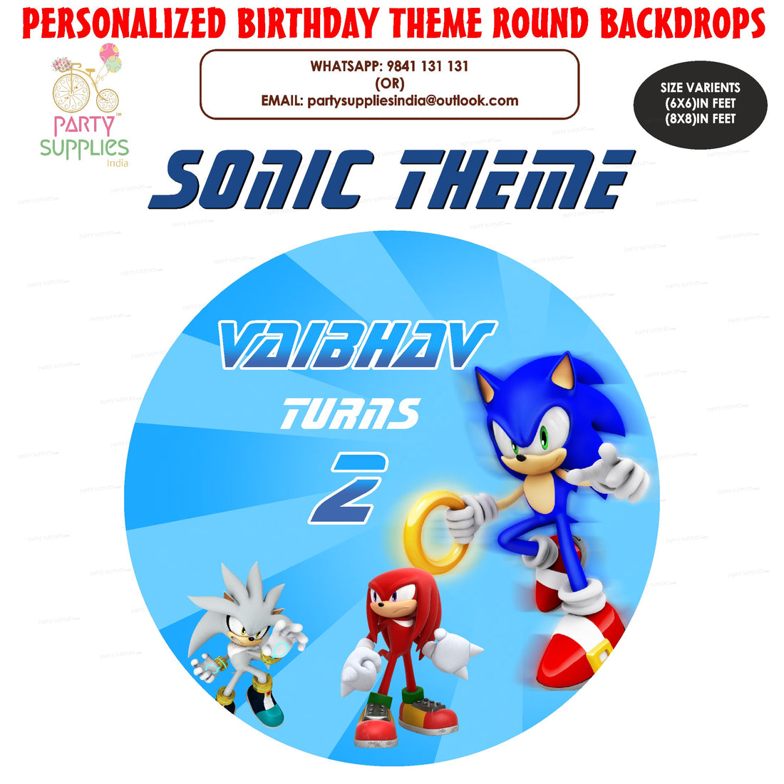 PSI Sonic the Hedgehog Theme Premium Round Backdrop