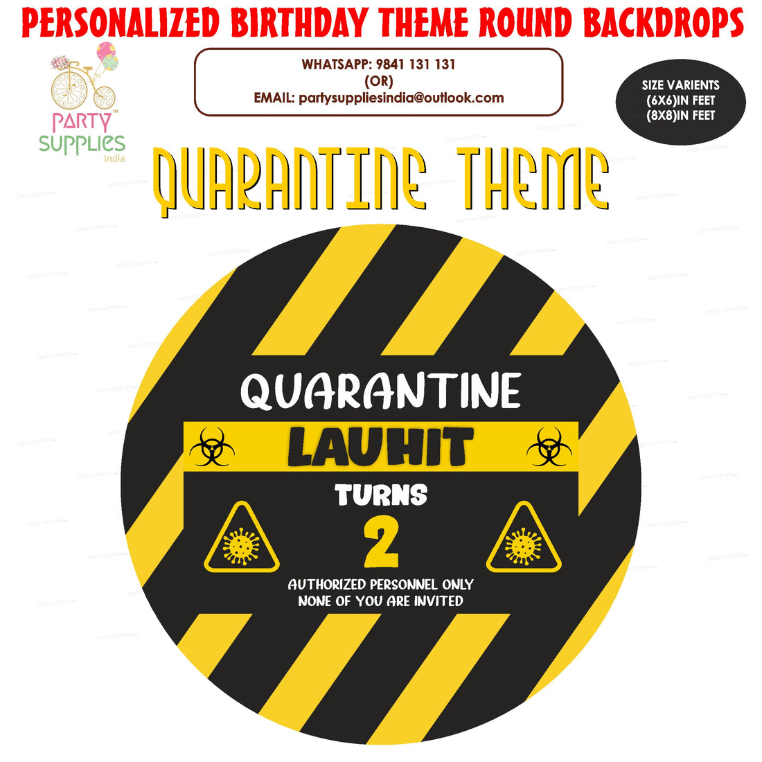 Quarantine Theme Personalized Round Backdrop