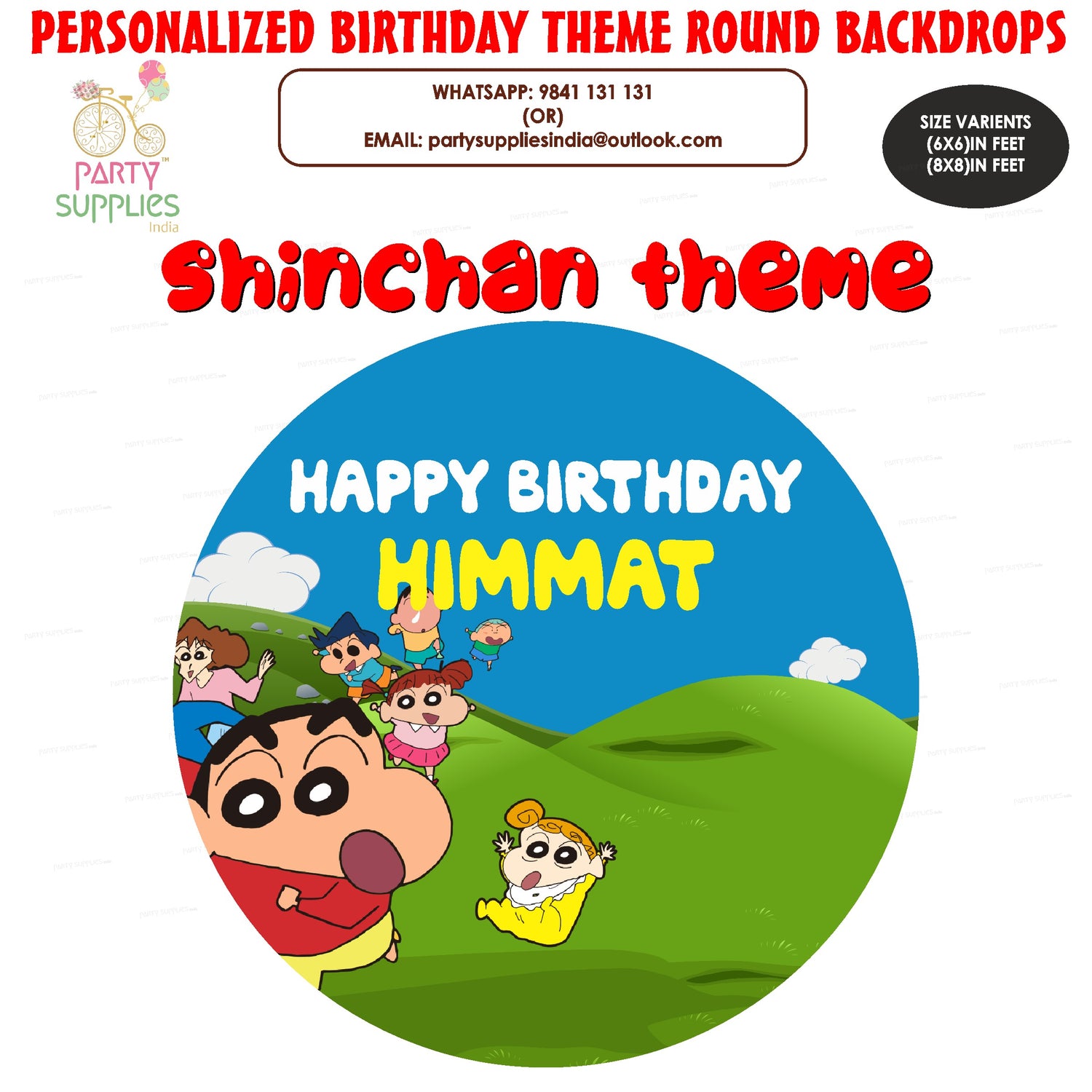 Shinchan Theme Customized Round Backdrop - image 1 of 4 | Party Supplies India
