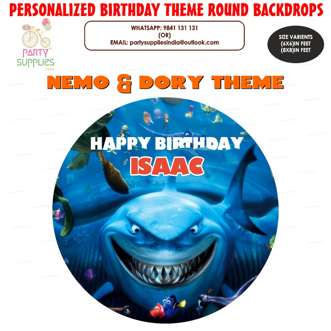 Nemo and Dory Theme Classic Round Backdrop