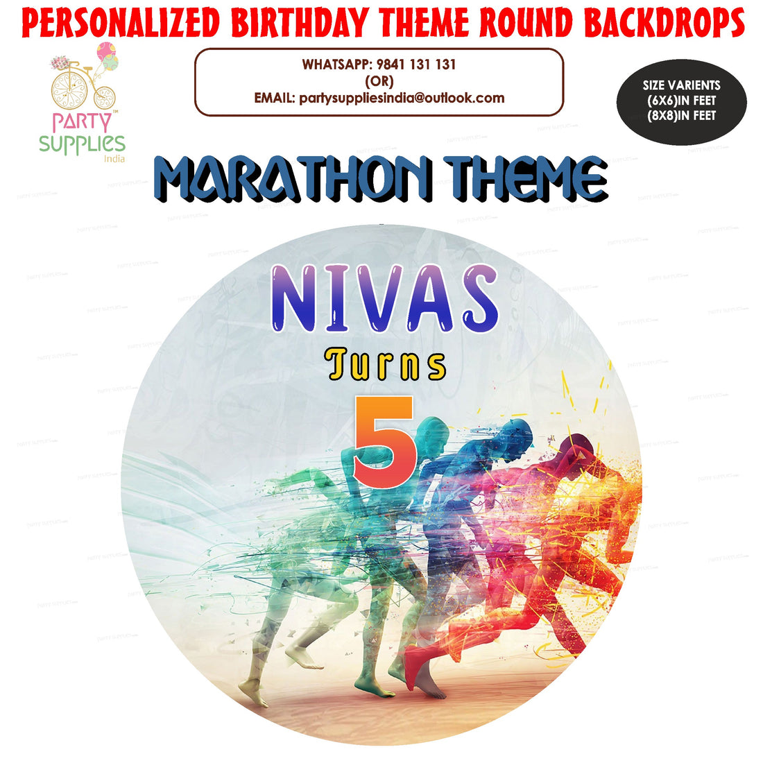 Marathon Theme Round Backdrop