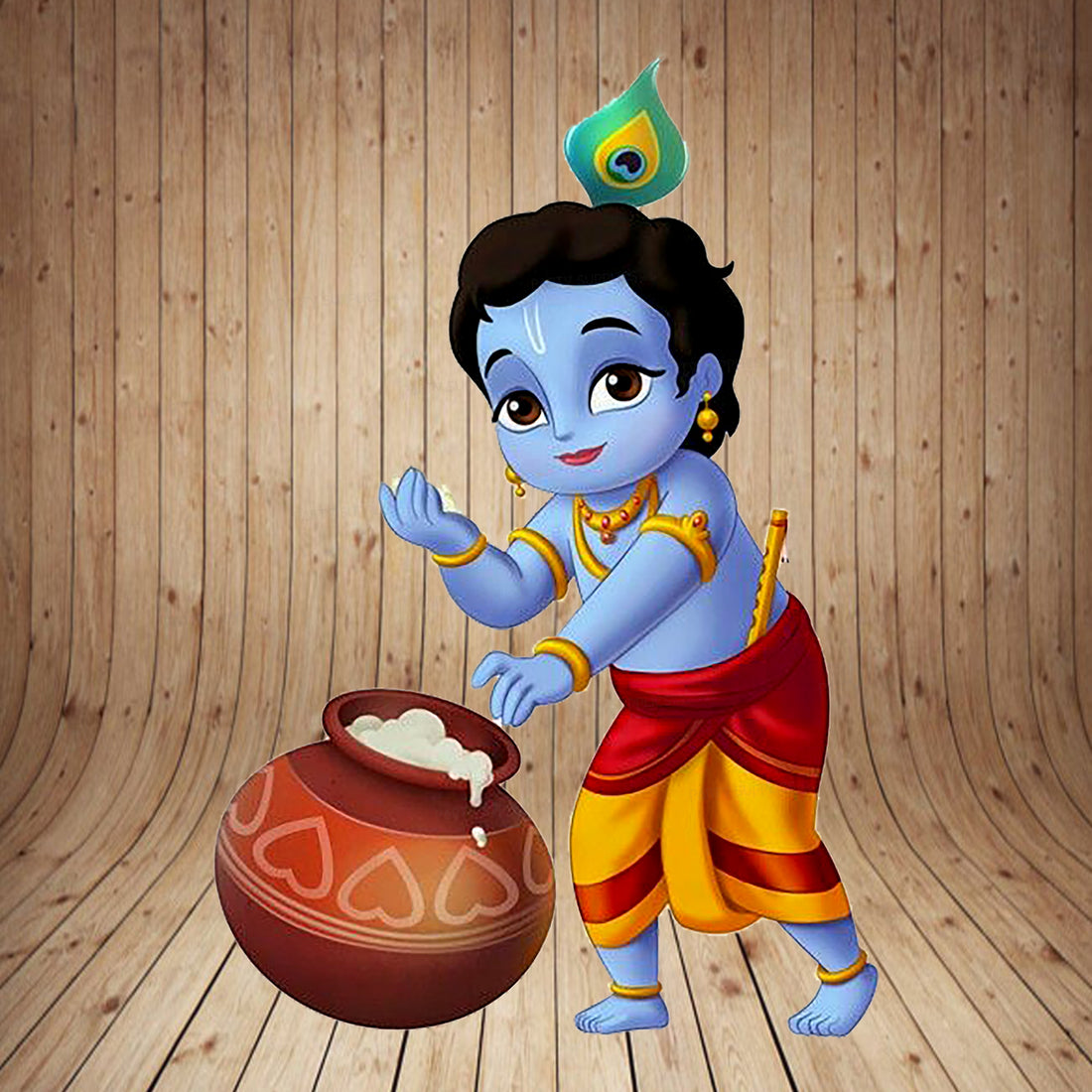 Little Krishna with Pot Theme cutout