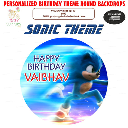 Sonic the Hedgehog Theme Customized Round Backdrop - image 1 of 4 | Party Supplies India