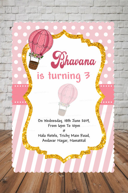 Hot Air Theme girl Personalized Invite