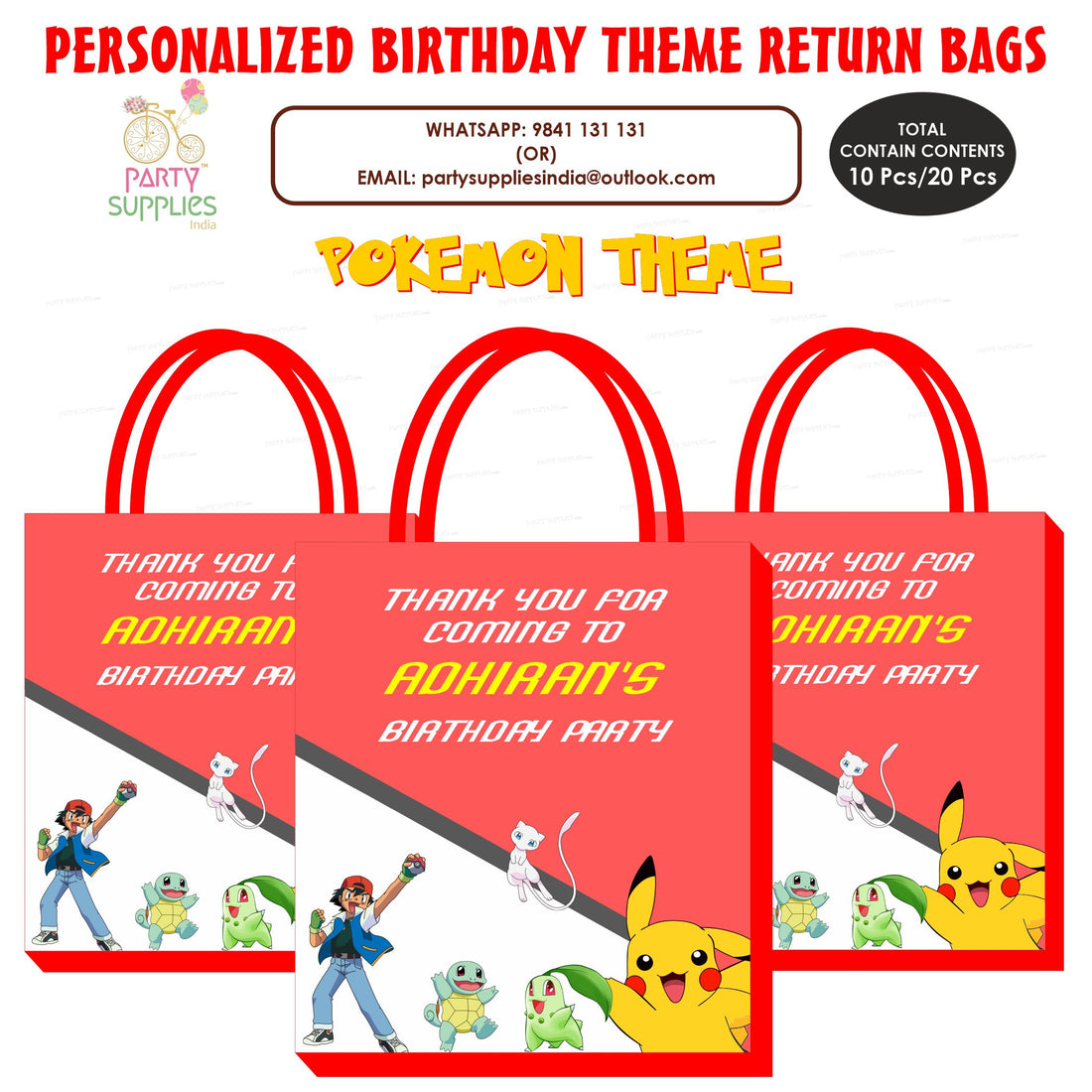 Pokemon Theme Return Gift Bag