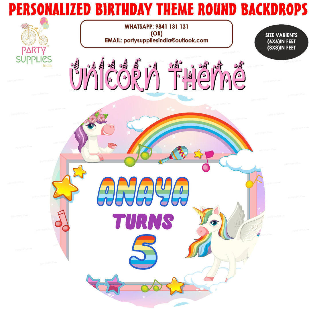 Unicorn Theme Round Backdrop