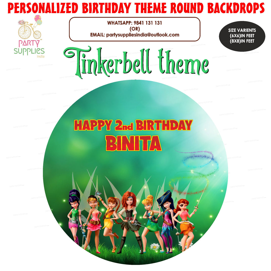 PSI Tinker Bell Theme Premium Round Backdrop