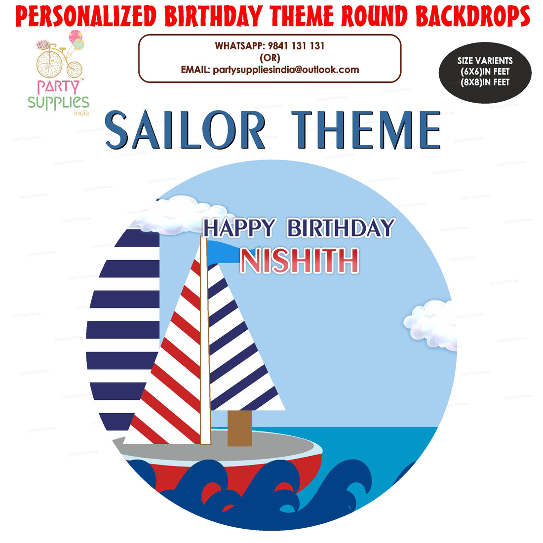 Sailor Theme Customized Round Backdrop