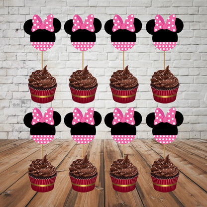 Minnie Mouse Stick Theme Cupcake Topper