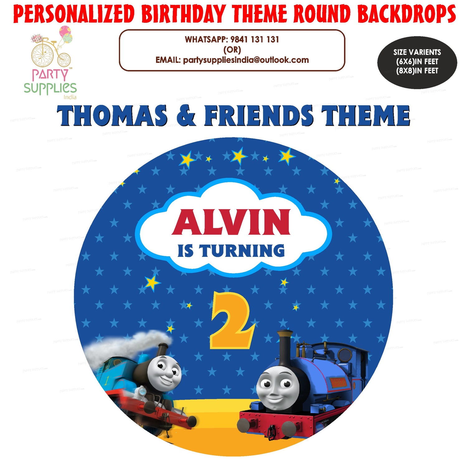PSI Thomas and Friends Theme Customized Round Backdrop