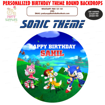 Sonic the Hedgehog Theme Personalized Round Backdrop