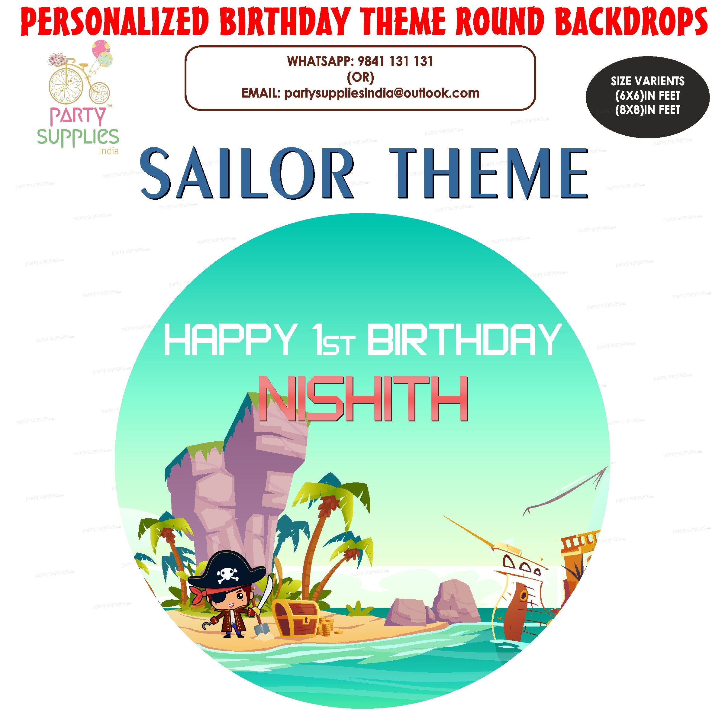 Sailor Theme Classic Round Backdrop