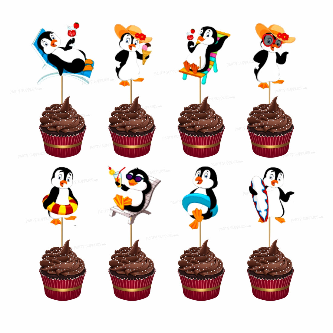 Penguin Theme Classic Cup Cake Topper