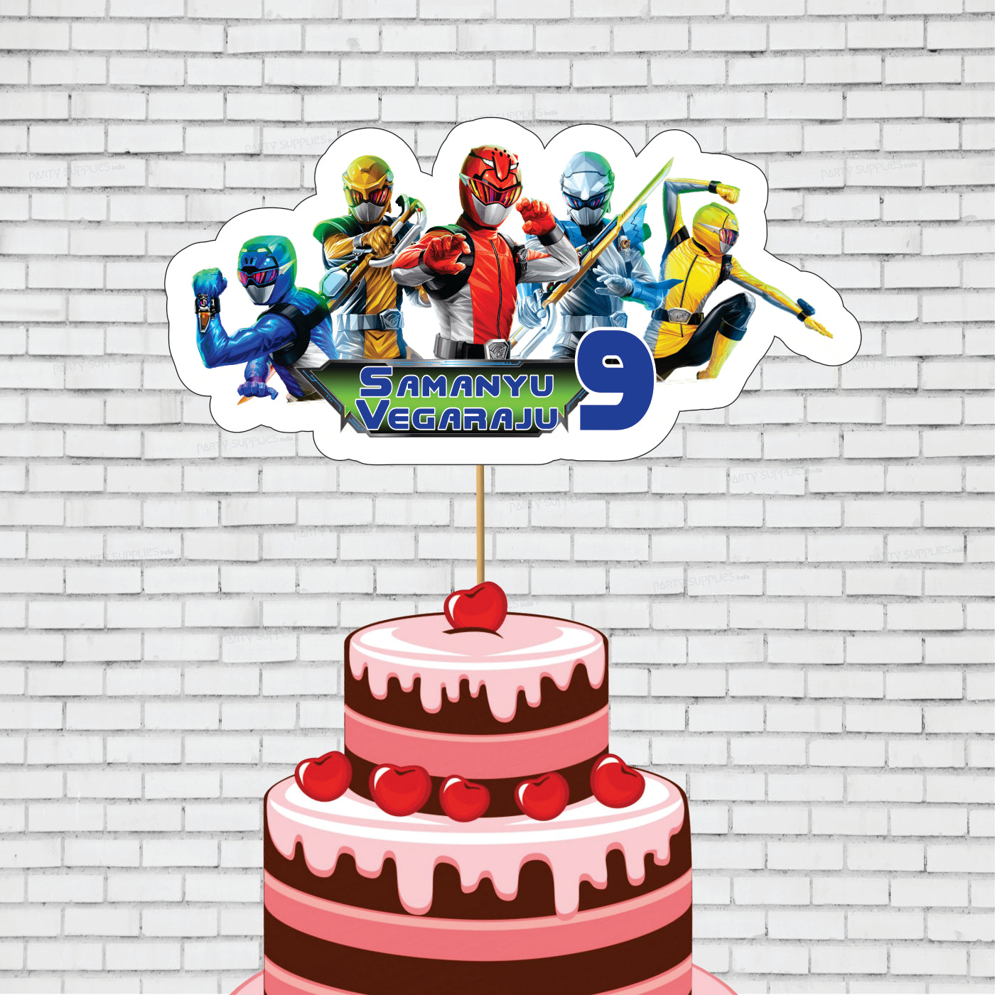 Power Rangers Theme Customized Cake Topper