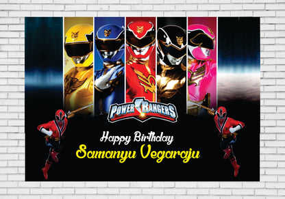 Power Rangers Theme Customized Backdrop