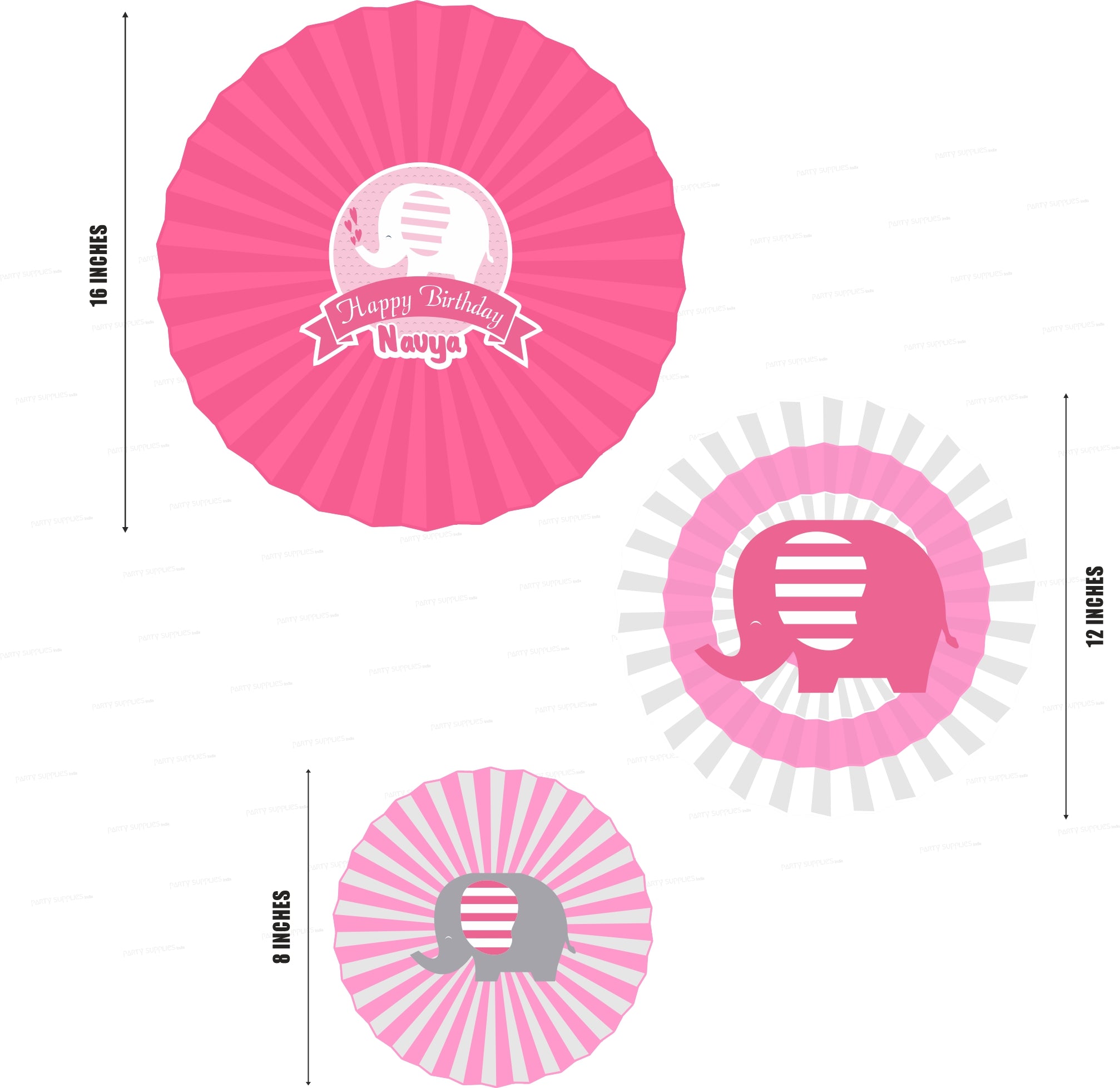 Pink Elephant Theme Paper Fan