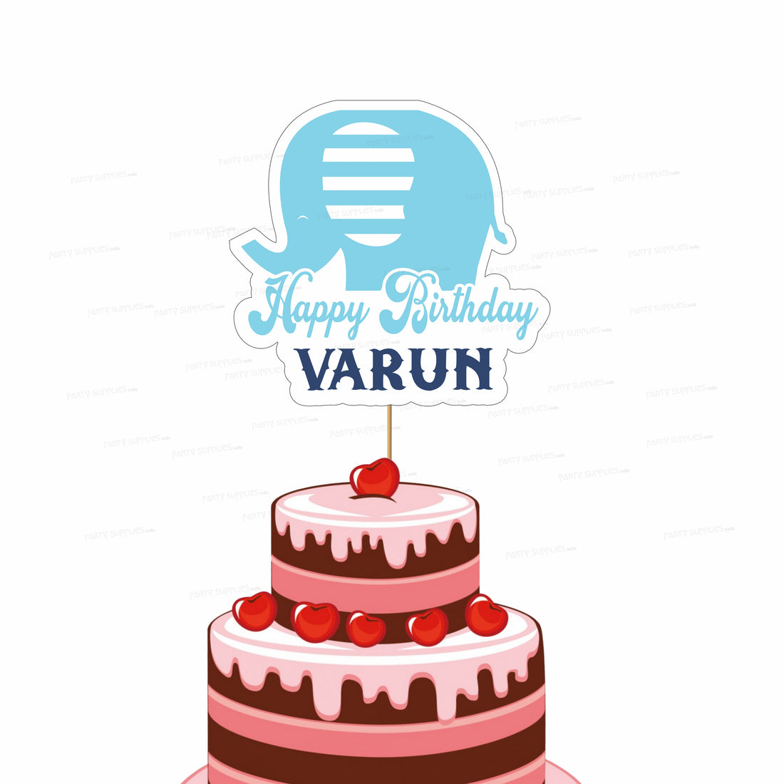 Blue Elephant Theme Cake Topper