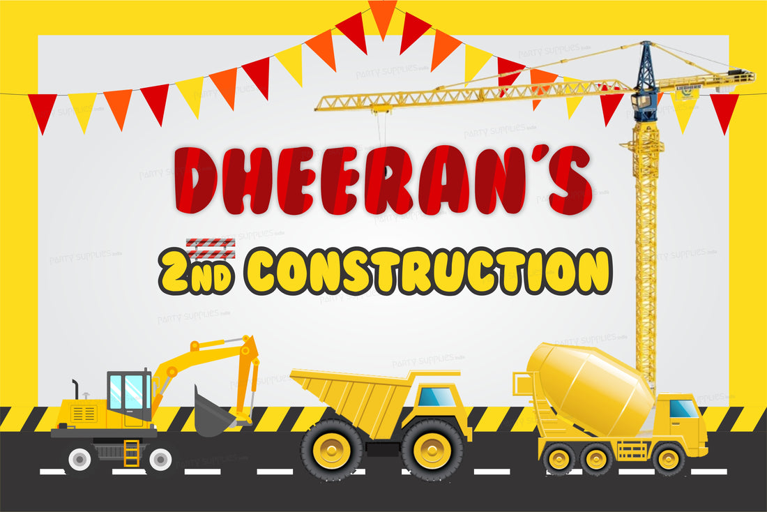 Construction Theme Personalized Backdrop