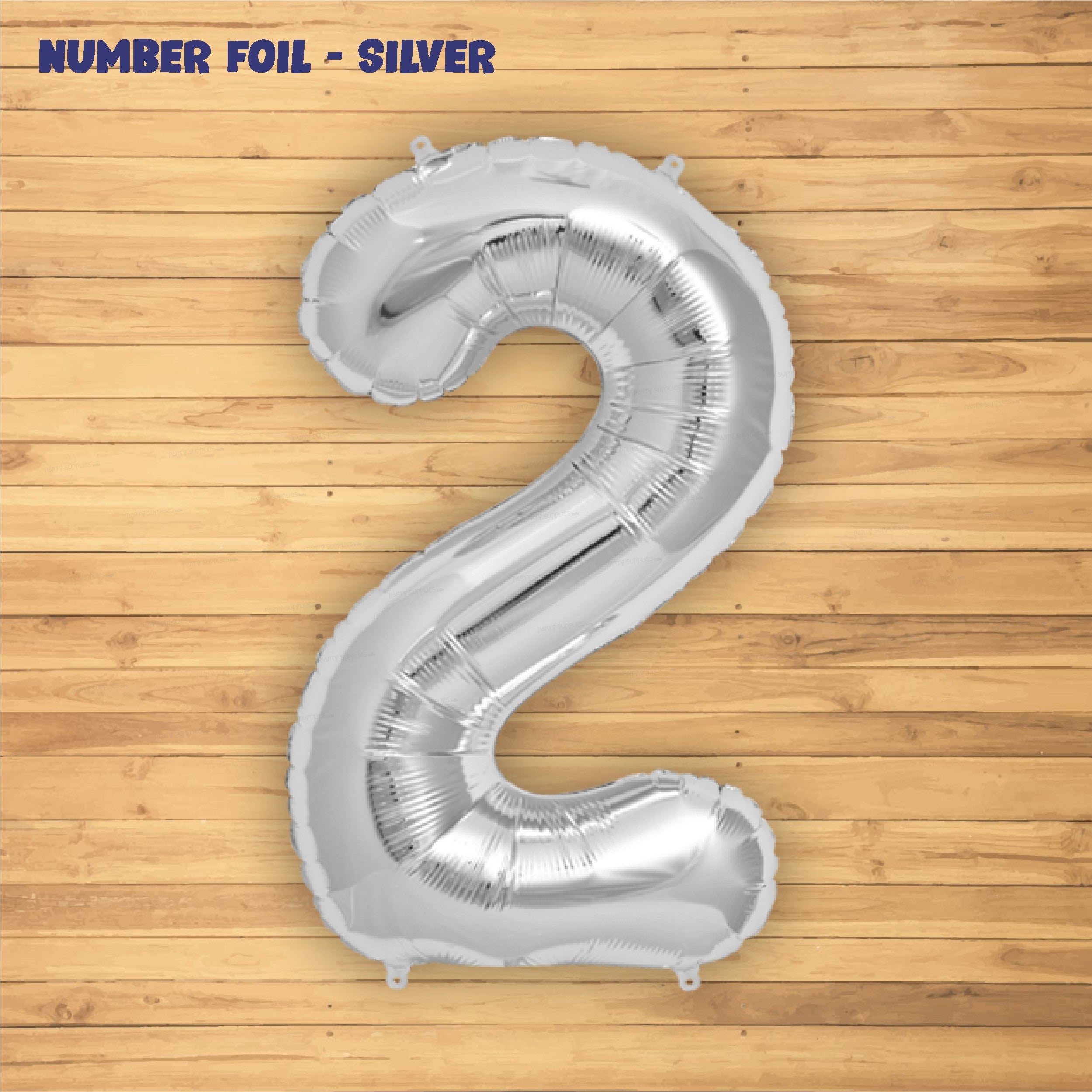 Number 2 Premium Silver Foil Balloon