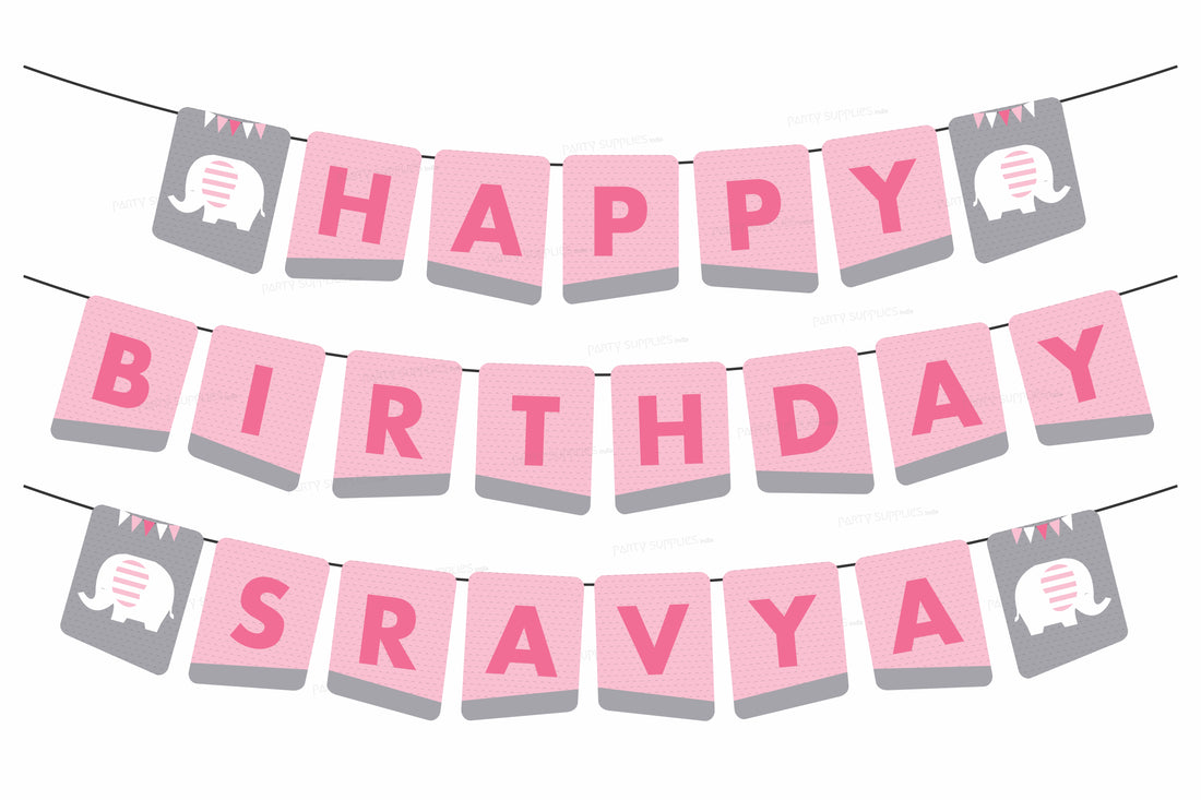 Pink Elephant Theme Personalized Hanging