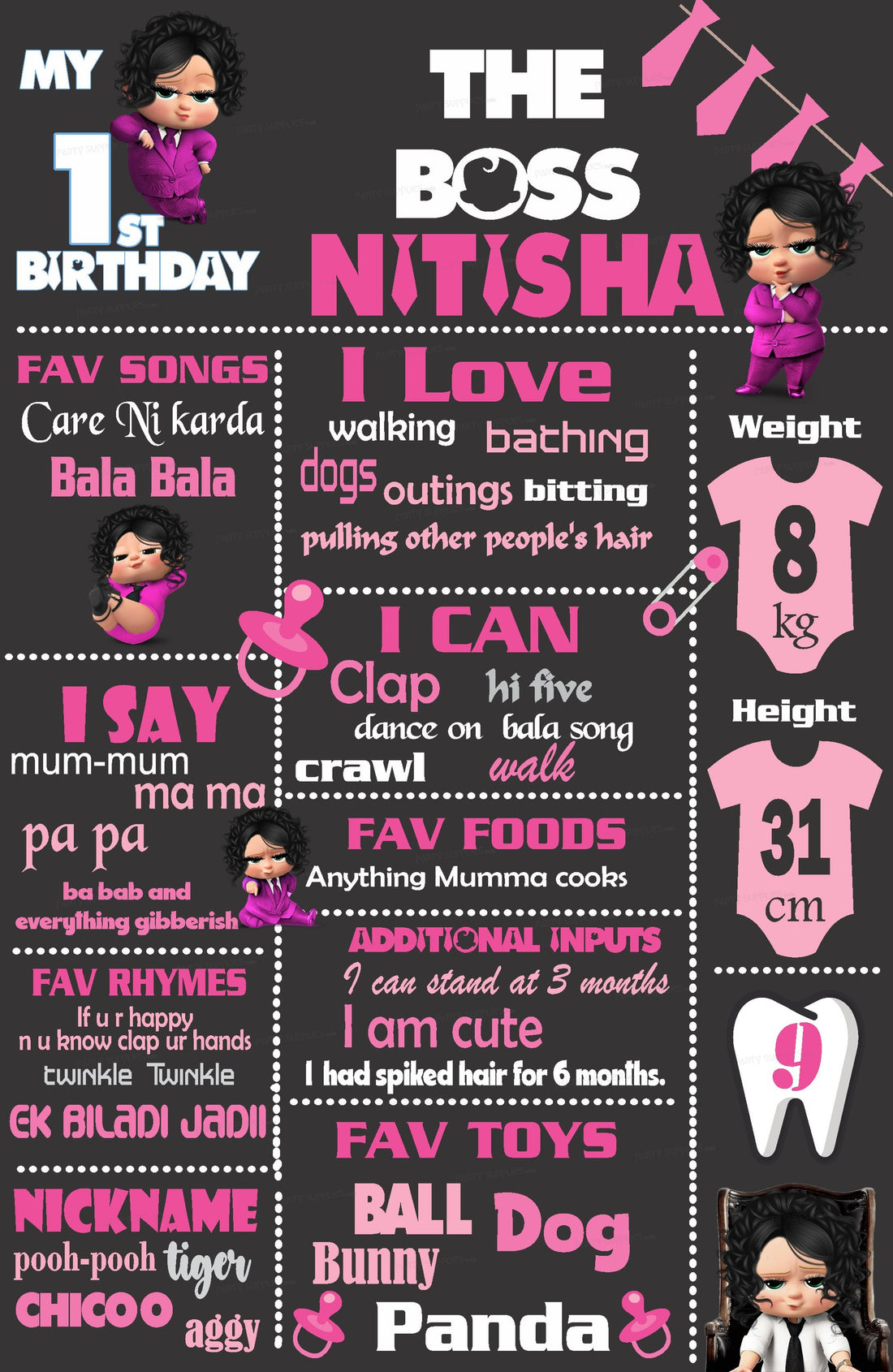 GIRL BOSS BABY THEME CHALKBOARD