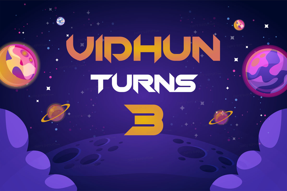 Space Theme Personalized Backdrop