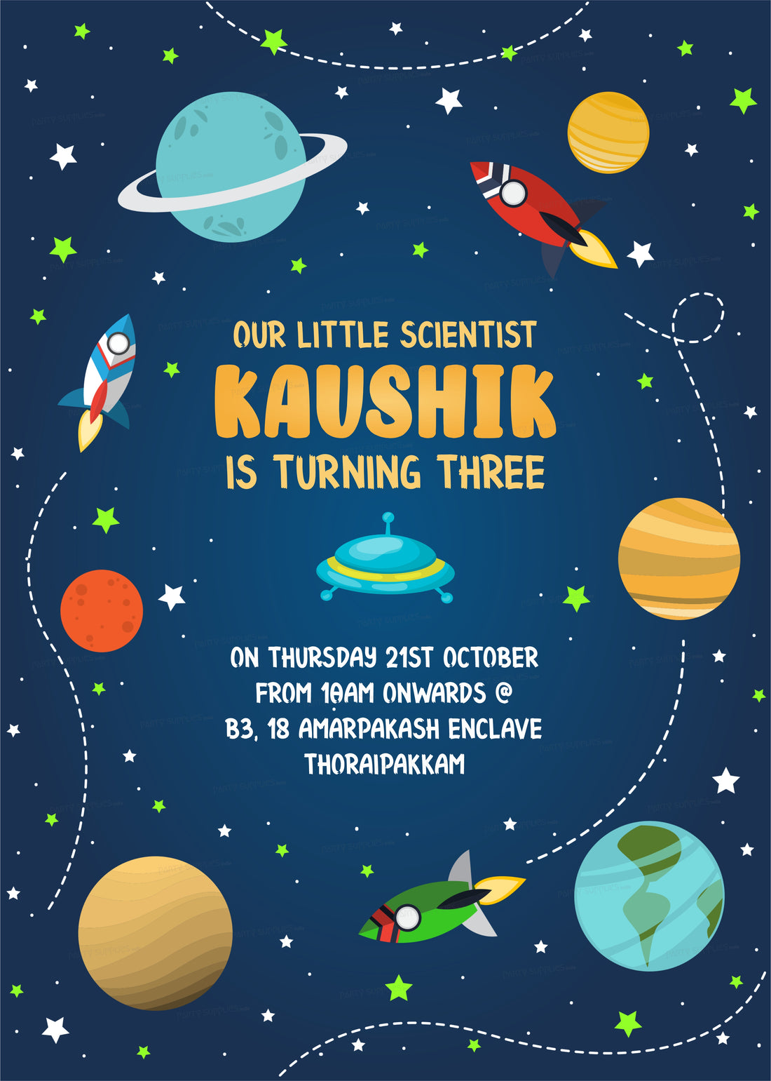 Space Theme Personalized Invite