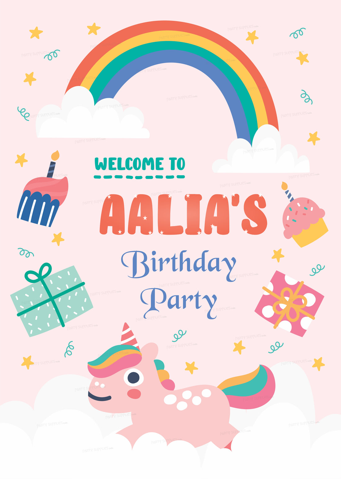 Unicorn Theme Personalized Welcome Board